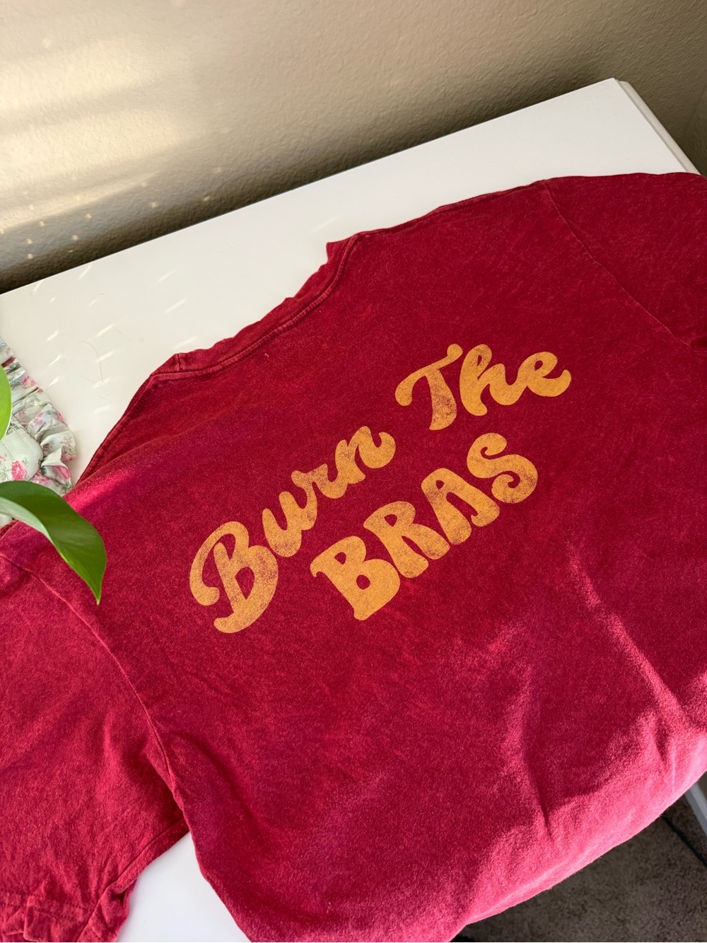 Vintage REVICE Red Short Sleeve Tee with Yellow Daisy Prints